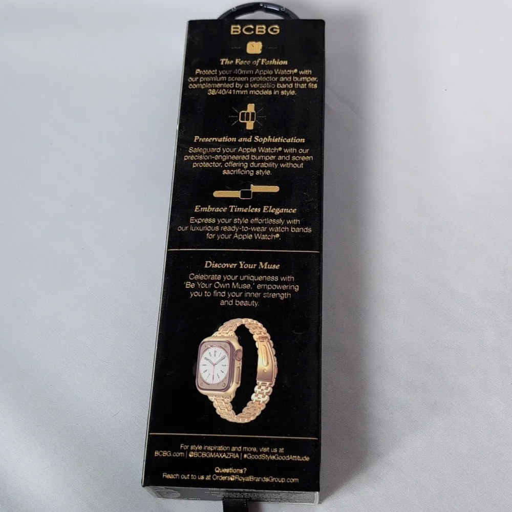 BCBG Gold Tone & Crystal Apple Watch Band Adjustable 38/40/41 MM